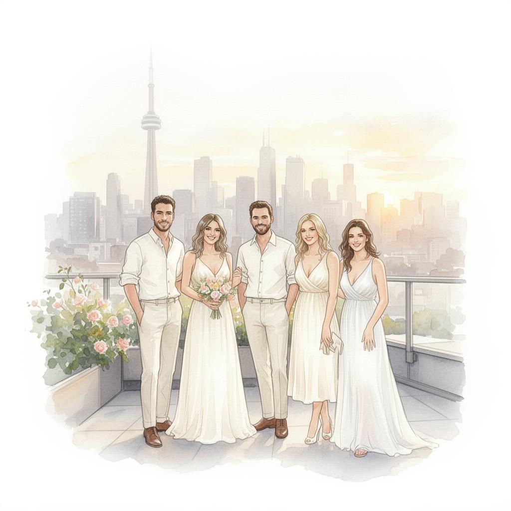 Watercolour mood board: white silk dress, champagne, white peonies