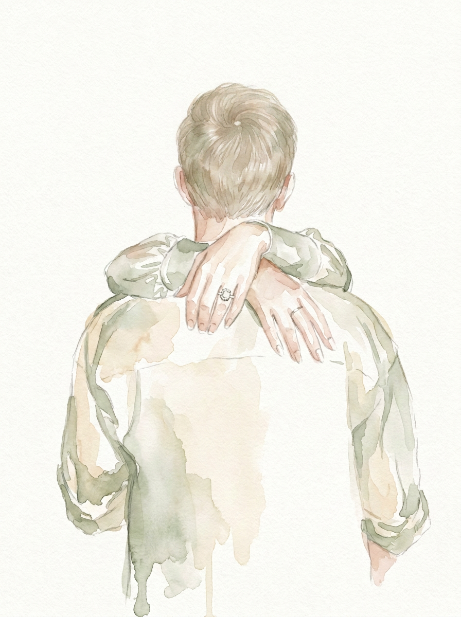 Watercolour portrait of Cameron and Katherine